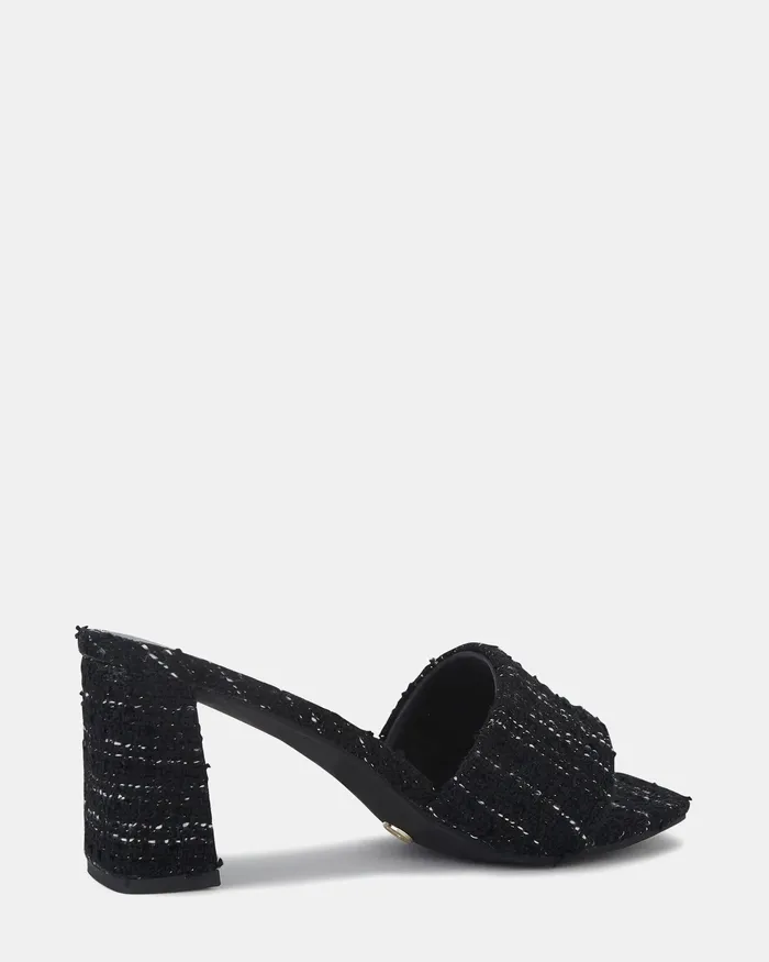 Women NOVO Shoes UNIQUA BLACK TWEED Mules