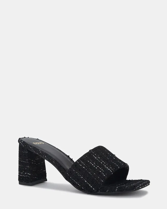 Women NOVO Shoes UNIQUA BLACK TWEED Mules