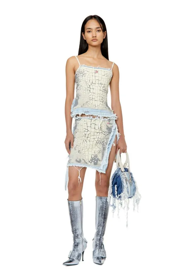 Women OHopl Bluewhite Diesel Skirts