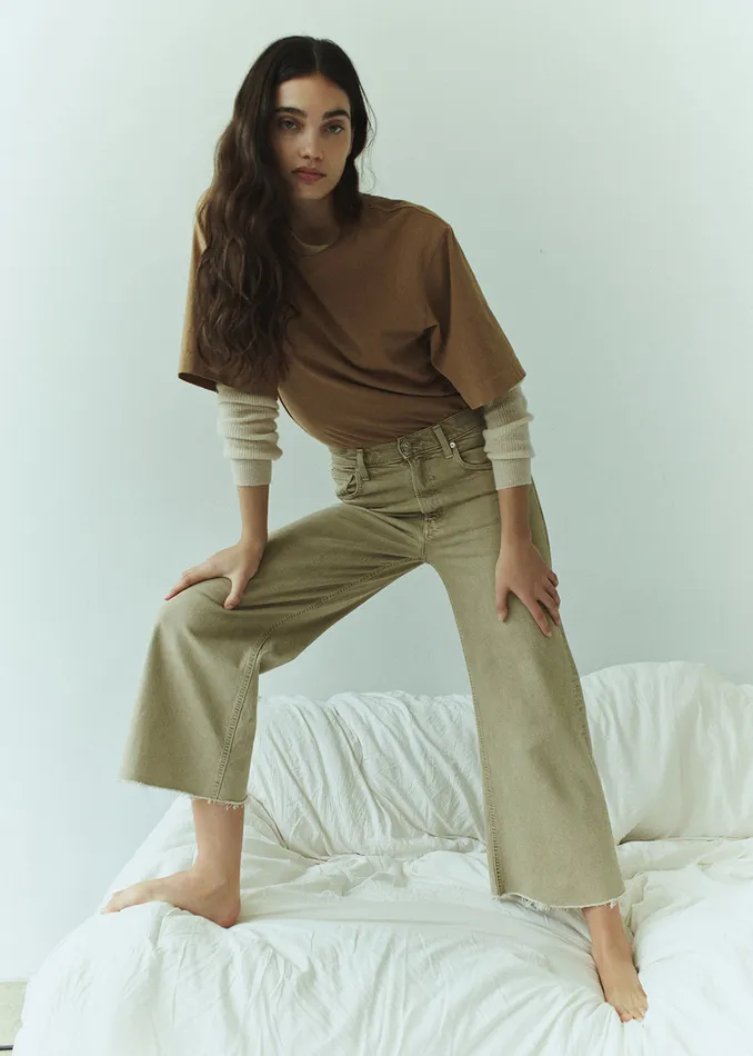 Women Petite Citizens Of Humanity Lyra Wide Leg Crop In Porcini