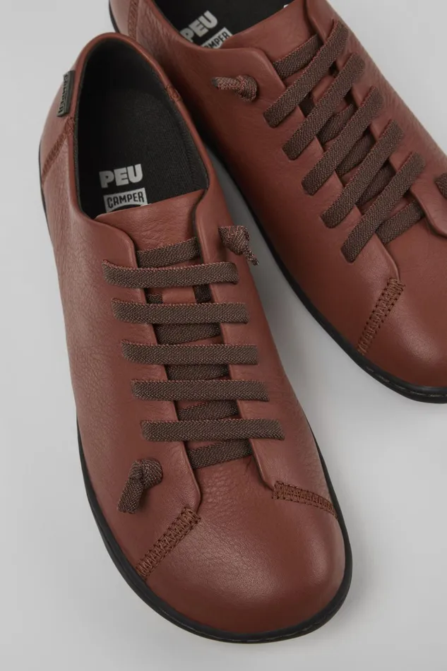 Women Peu Red Leather Shoes Camper Casual Shoes