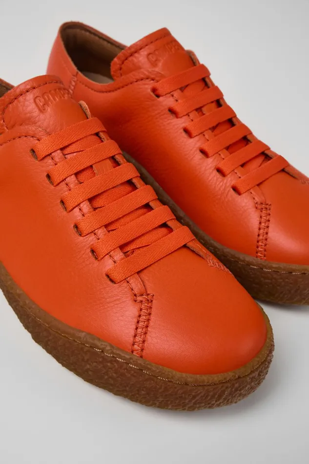 Women Peu Terreno Orange Leather Sneakers Camper Sneakers