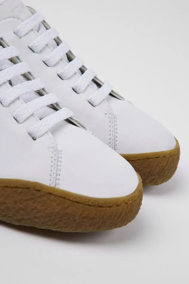 Women Peu Terreno White Leather Shoes Camper Sneakers