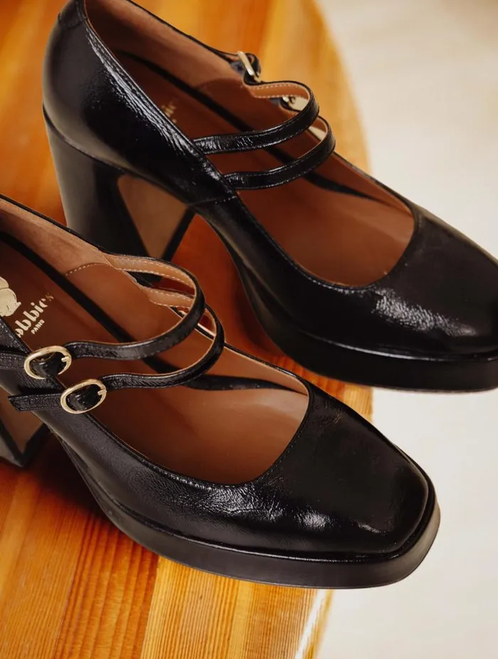 Women Pumps and Mary Janes Bobbies Louise Black Vinyl Women Pumps and Mary Janes Bobbies Louise Black Vinyl
