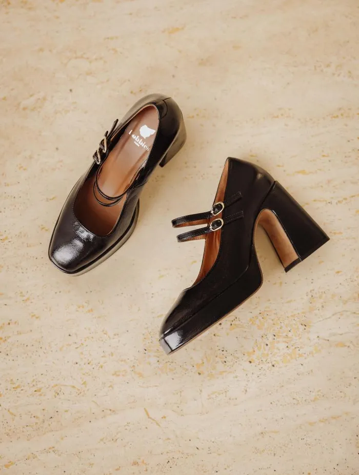 Women Pumps and Mary Janes Bobbies Louise Black Vinyl Women Pumps and Mary Janes Bobbies Louise Black Vinyl