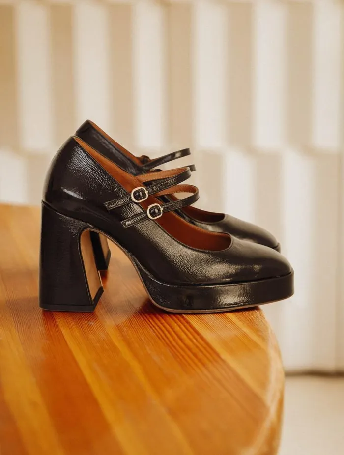 Women Pumps and Mary Janes Bobbies Louise Black Vinyl Women Pumps and Mary Janes Bobbies Louise Black Vinyl