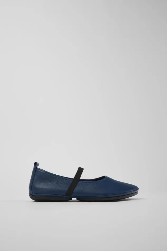 Women Right Blue Leather Mary Jane Camper Ballerinas Women Right Blue Leather Mary Jane Camper Ballerinas