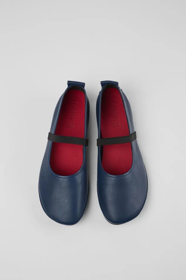 Women Right Blue Leather Mary Jane Camper Ballerinas Women Right Blue Leather Mary Jane Camper Ballerinas