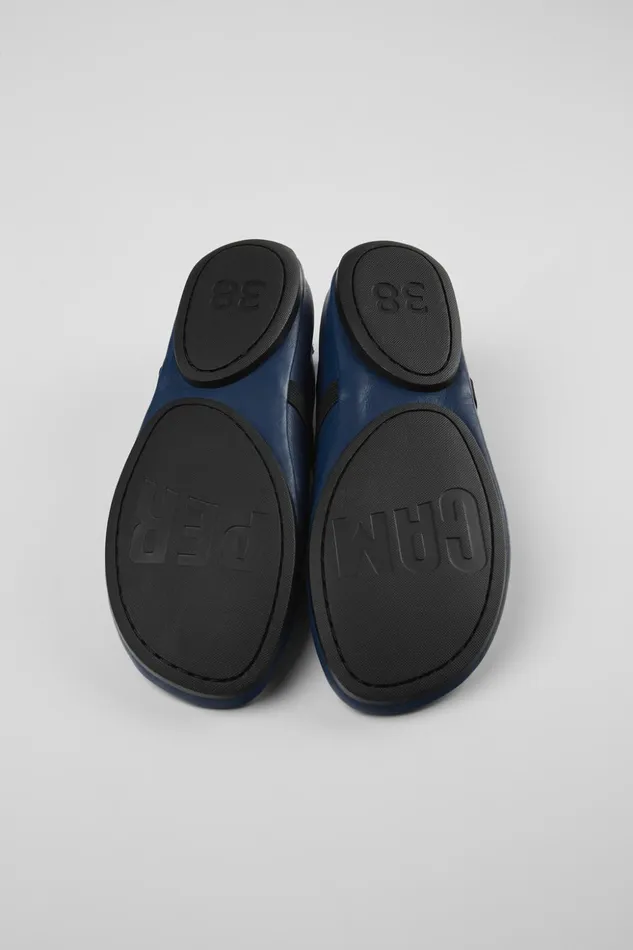 Women Right Blue Leather Mary Jane Camper Ballerinas Women Right Blue Leather Mary Jane Camper Ballerinas
