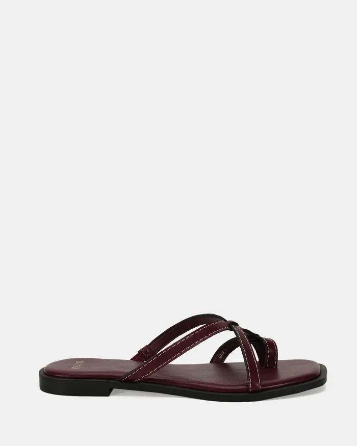 Women RORIE DEEP RED Sandals Flat Sandals NOVO Shoes