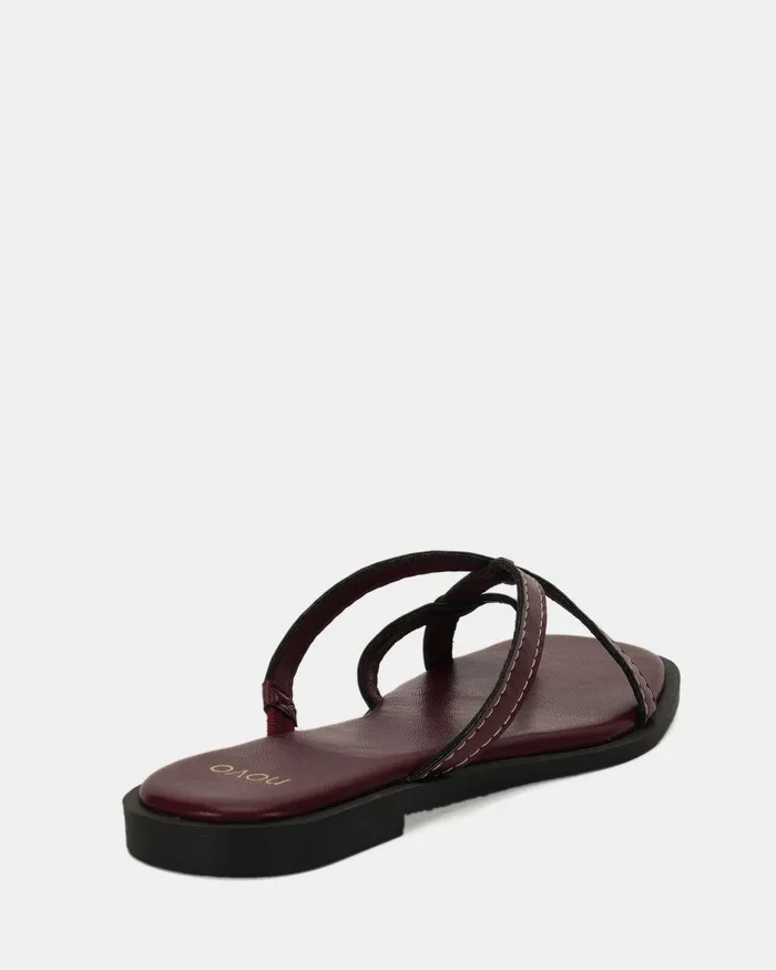 Women RORIE DEEP RED Sandals Flat Sandals NOVO Shoes
