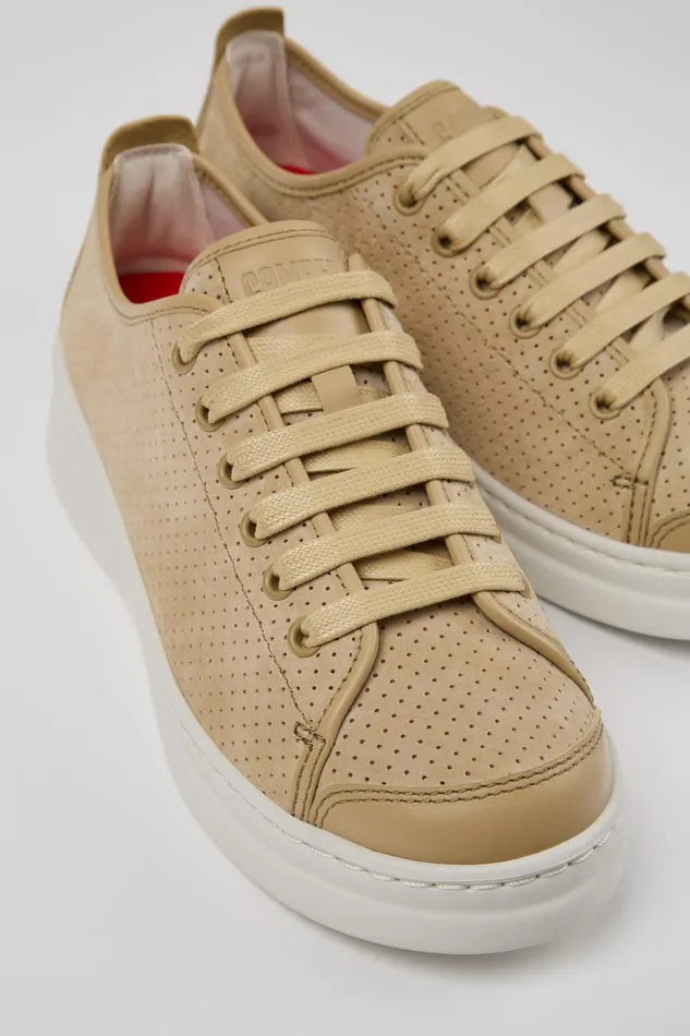 Women Runner Beige NubuckLeather Sneaker Camper Sneakers