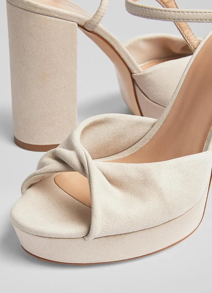 Women Sandals LKBennett Rosa Metallic Suede Platform Sandals Pearlised Grey Women Sandals LKBennett Rosa Metallic Suede Platform Sandals Pearlised Grey
