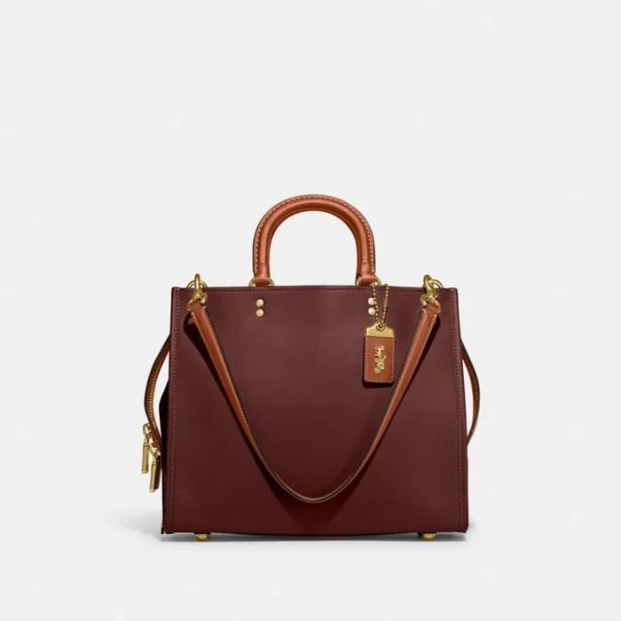 Women Satchels and Top Handles Coach Rogue In Colorblock Brasswine Multi