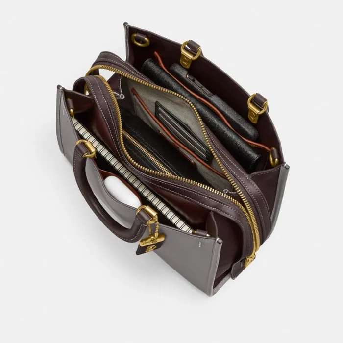 Women Satchels and Top Handles Coach Rogue In Colorblock Brasswine Multi