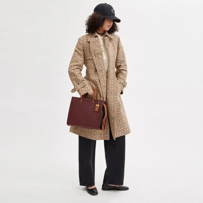 Women Satchels and Top Handles Coach Rogue In Colorblock Brasswine Multi
