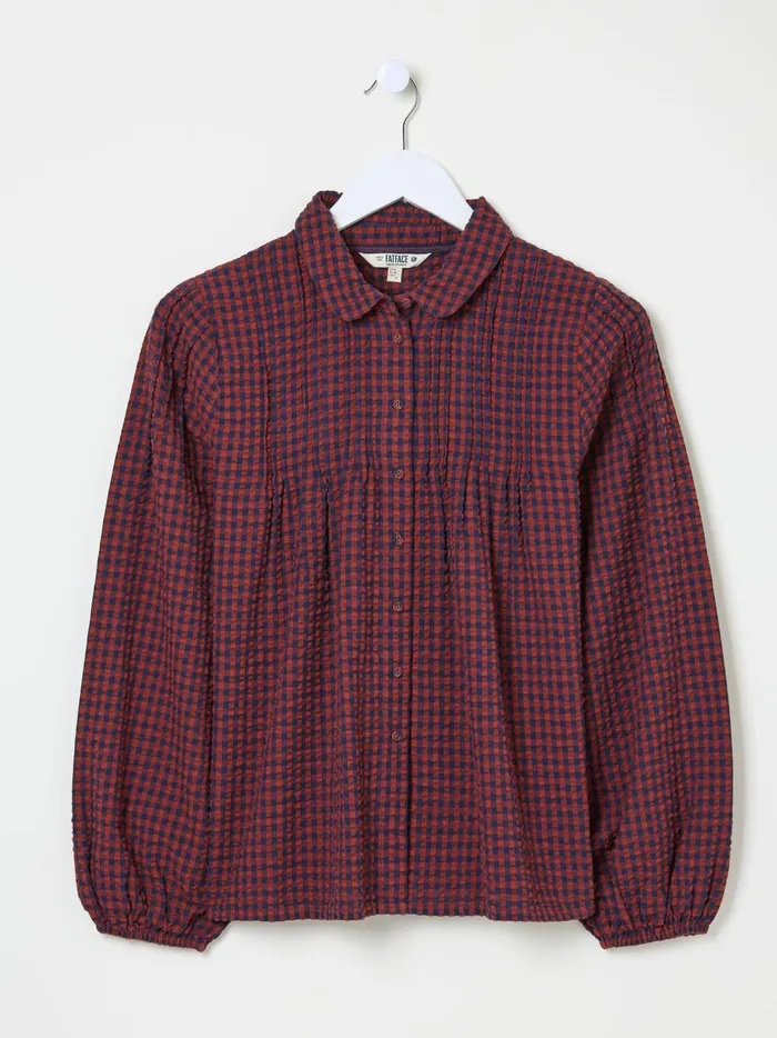 Women Shirts and Blouses Fat Face Elsie Red Gingham Blouse