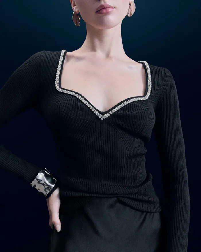 Women Shirts TShirts and Tops From Future Long Sleeve Top Black