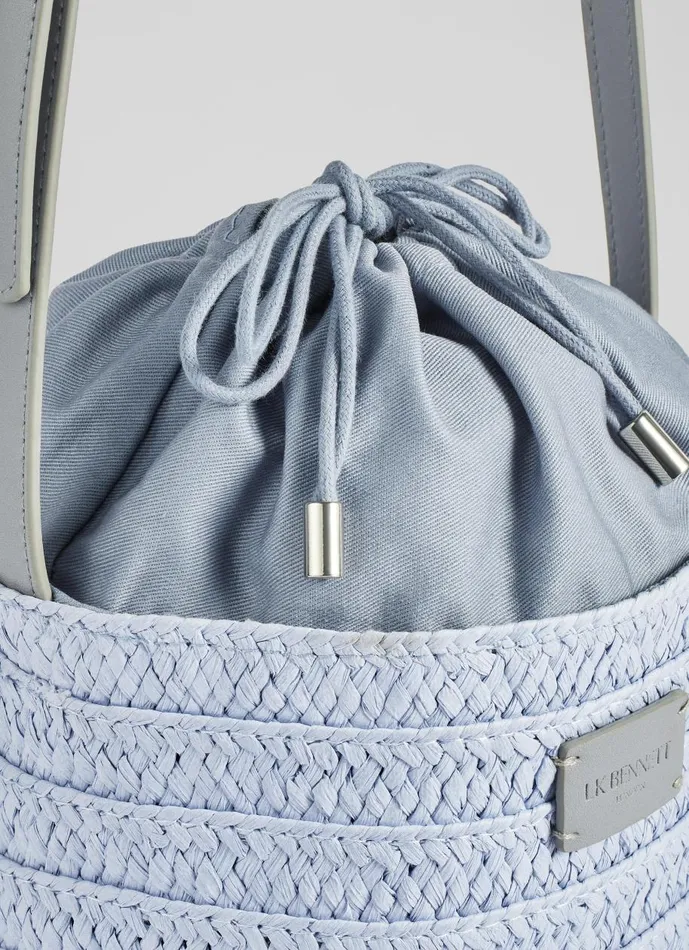 Women Shoulder Bags LKBennett Mandy Blue Raffia Bucket Bag Women Shoulder Bags LKBennett Mandy Blue Raffia Bucket Bag