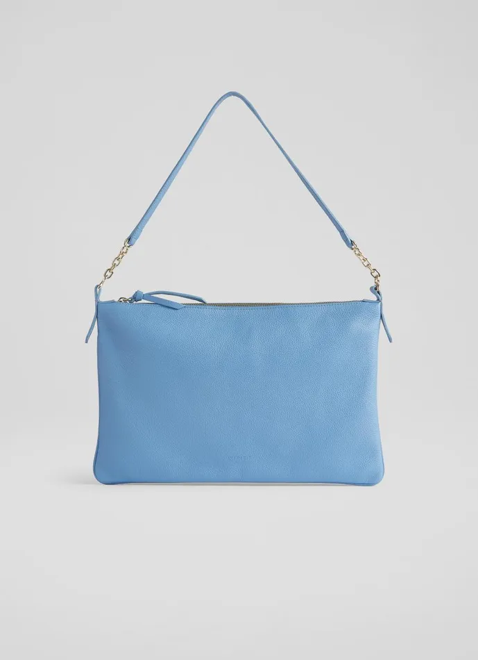 Women Shoulder Bags LKBennett Rachel Blue Leather Slim Shoulder Bag
