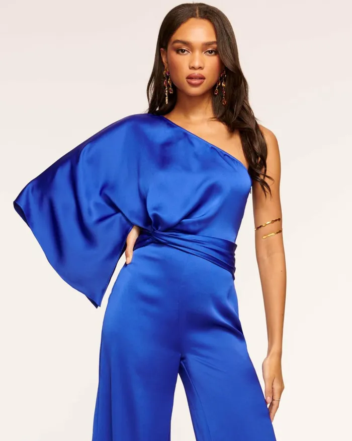 Women Simone OneShoulder Jumpsuit Black Ramy Brook Dresses