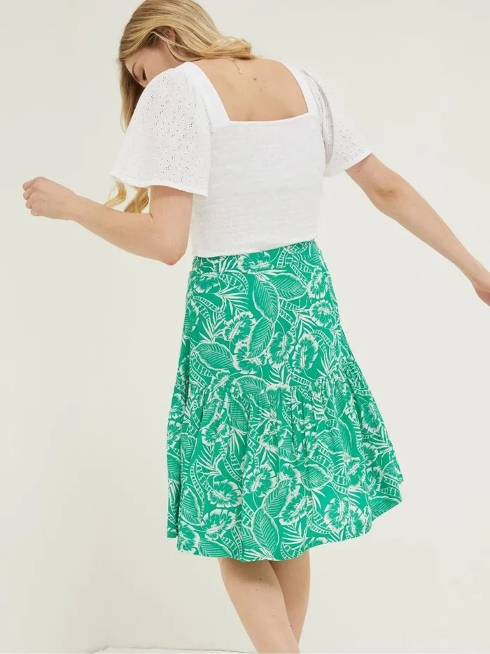 Women Skirts Fat Face Green Remy Tropical Leaf Skirt
