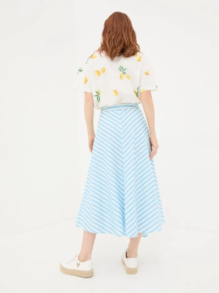 Women Skirts Fat Face Judes Blue Robyn Striped Midi Skirt