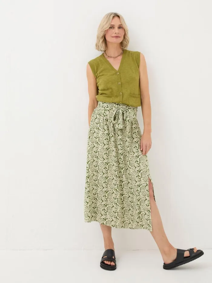 Women Skirts Fat Face Sascha Green Damask Floral Midi Skirt