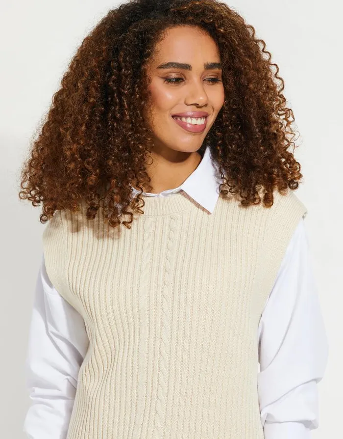 Women Stone Cable Knit Vest Threadbare Jumpers Women Stone Cable Knit Vest Threadbare Jumpers