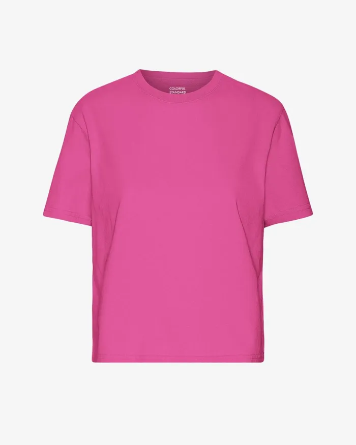 Women TShirts Colorful Standard Organic Boxy Crop Tee Bubblegum Pink