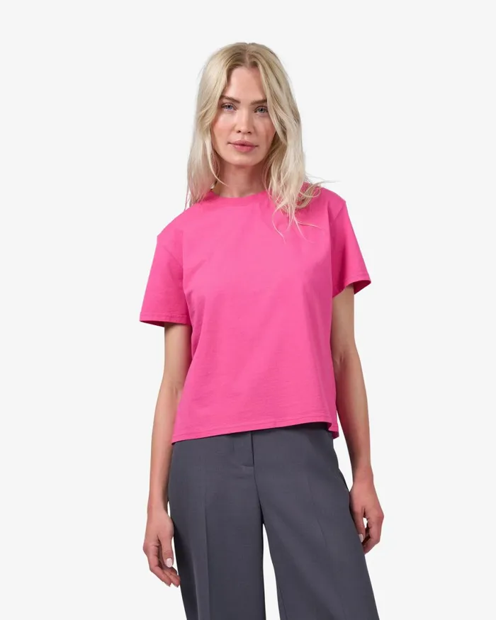 Women TShirts Colorful Standard Organic Boxy Crop Tee Bubblegum Pink