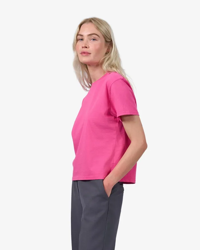 Women TShirts Colorful Standard Organic Boxy Crop Tee Bubblegum Pink