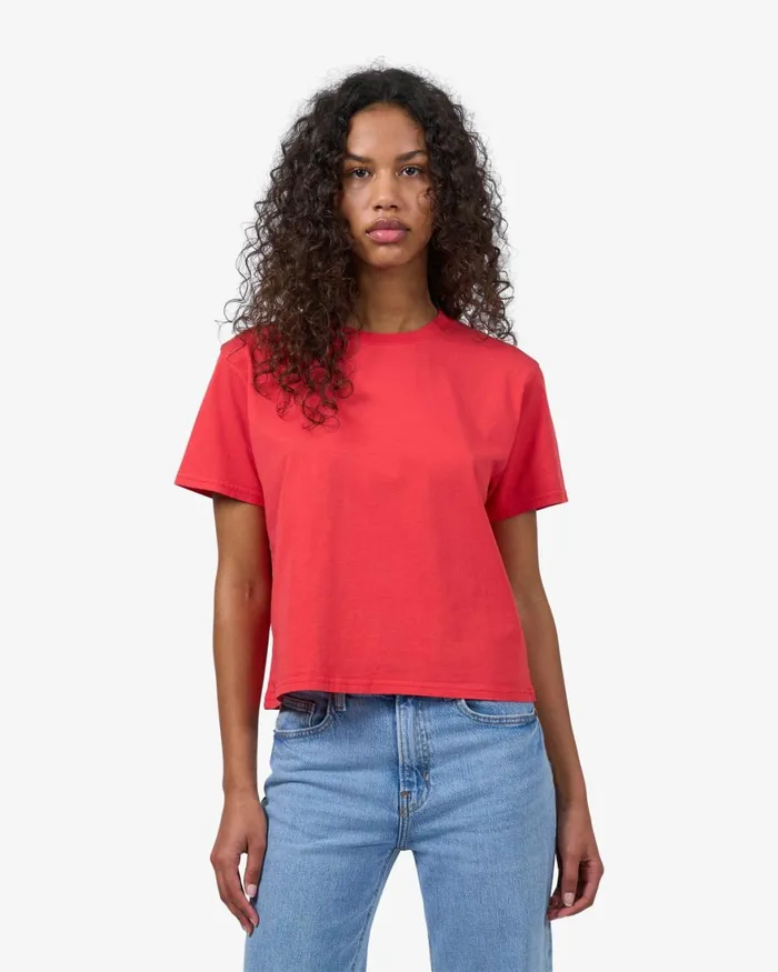 Women TShirts Colorful Standard Organic Boxy Crop Tee Sapphire Blue