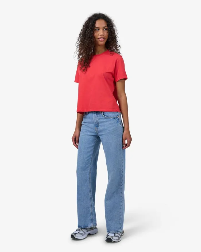 Women TShirts Colorful Standard Organic Boxy Crop Tee Sapphire Blue