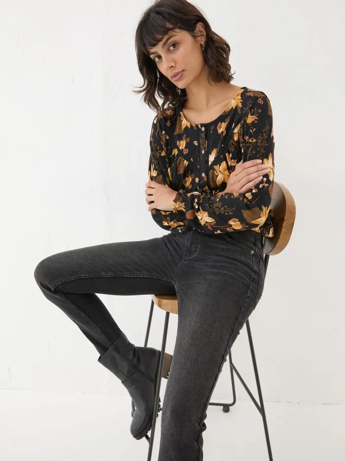Women Tops and TShirts Fat Face Black Wren Woodland Top Women Tops and TShirts Fat Face Black Wren Woodland Top