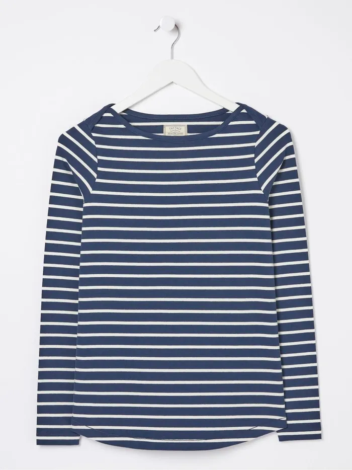 Women Tops and TShirts Fat Face Breton Dark Blue TShirt