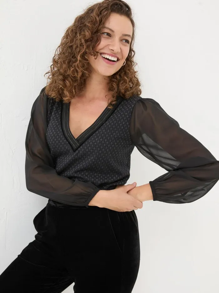 Women Tops and TShirts Fat Face Margot Black Top