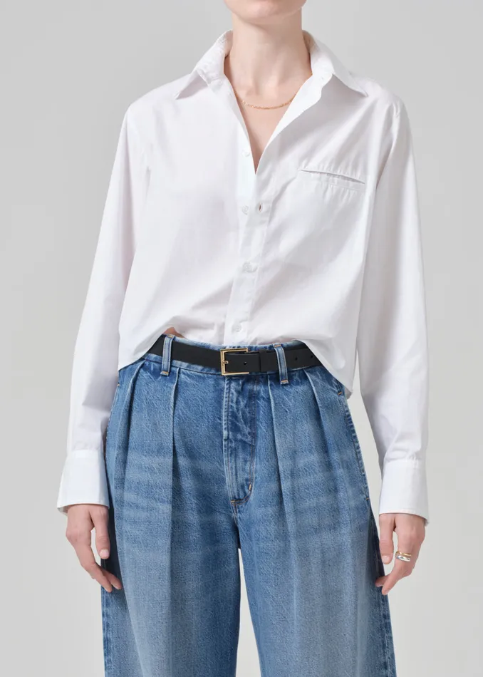 Women Tops Citizens Of Humanity Fino Cropped Shirt In Optic White