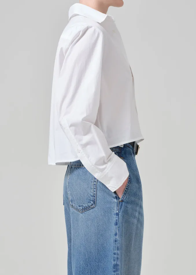 Women Tops Citizens Of Humanity Fino Cropped Shirt In Optic White