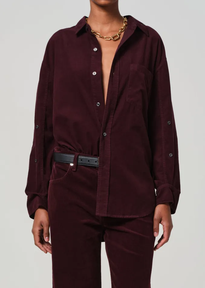 Women Tops Citizens Of Humanity Kayla Shirt Corduroy In Bordeaux