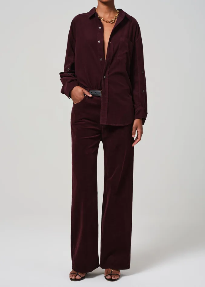 Women Tops Citizens Of Humanity Kayla Shirt Corduroy In Bordeaux