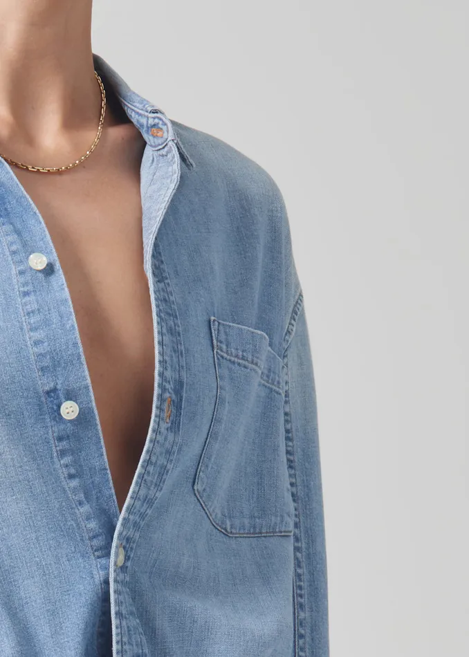 Women Tops Citizens Of Humanity Kayla Shrunken Shirt In Tide