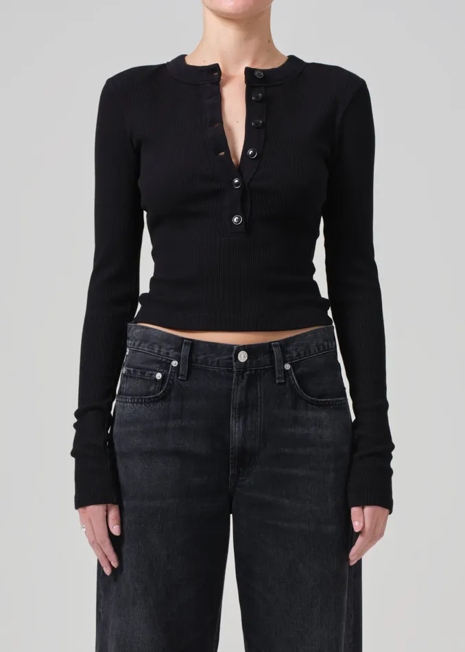Women Tops Citizens Of Humanity Varra Henley In Black
