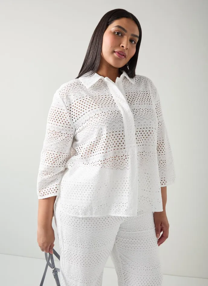 Women Tops LKBennett Edie White Broderie Anglaise Shirt White