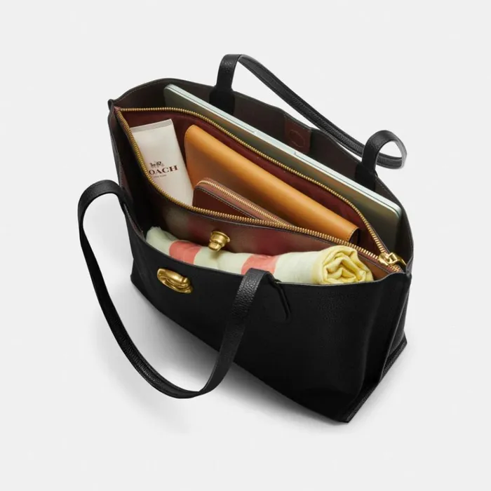Women Totes and Carryalls Coach Willow Tote Silverblack Women Totes and Carryalls Coach Willow Tote Silverblack