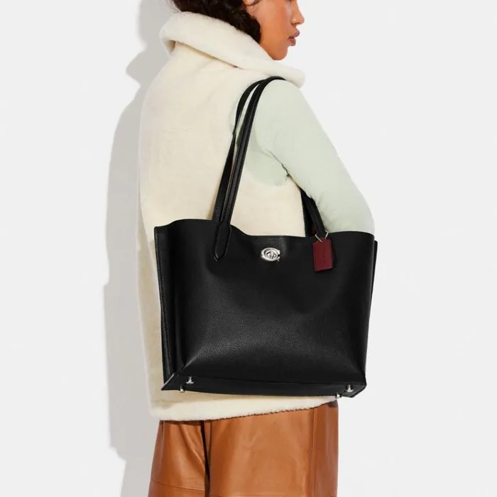 Women Totes and Carryalls Coach Willow Tote Silverblack Women Totes and Carryalls Coach Willow Tote Silverblack