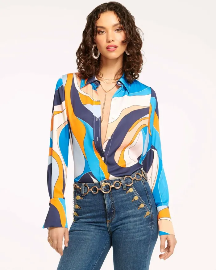 Women Victoria Button Down Blouse Electric Pink Ramy Brook Tops Women Victoria Button Down Blouse Electric Pink Ramy Brook Tops