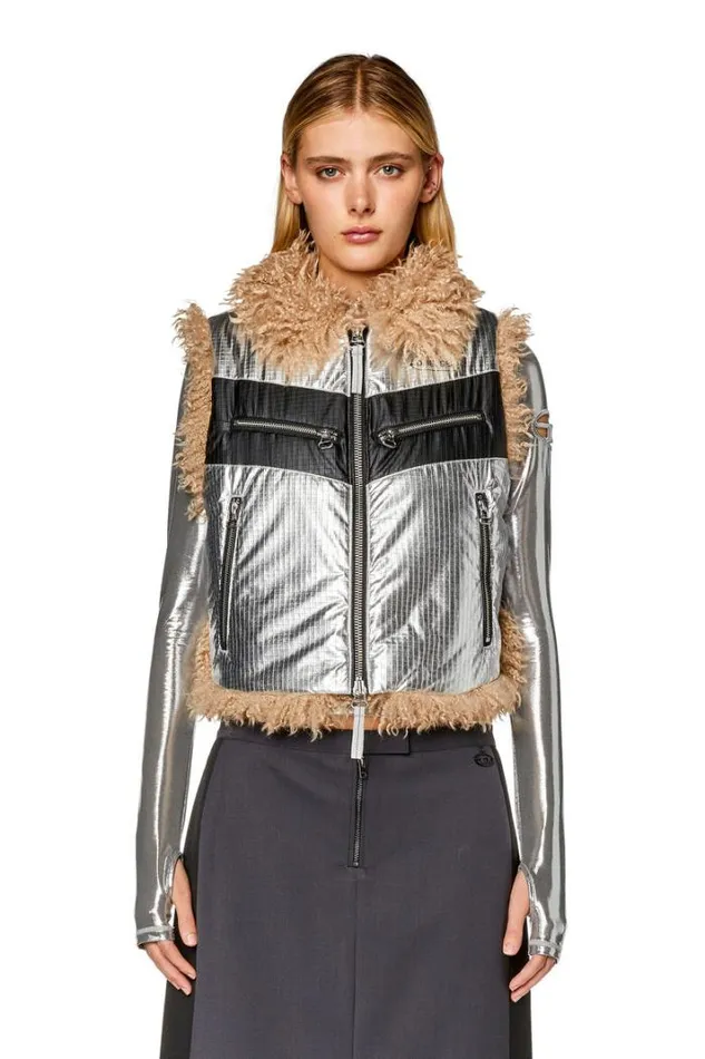 Women WEfia Silver Diesel Outerwear And Jackets Women WEfia Silver Diesel Outerwear And Jackets