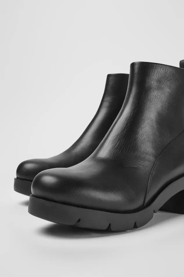 Women Wanda Black Zip Ankle Boot Camper Ankle Boots