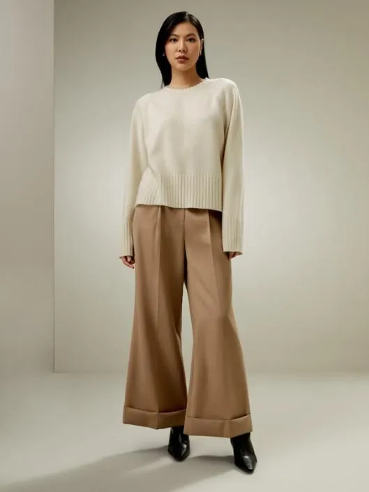 WoolBlend Crew Neck Sweater Women Lilysilk Knitwear